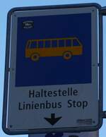 (233'284) - Grindelwald Bus-Haltestellenschild - Grindelwald, Firstbahn - am 27. Februar 2022