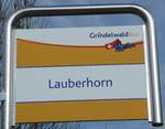 (246'268) - GrindelwaldBus-Haltestellenschild - Grindelwald, Lauberhorn - am 17. Februar 2023