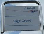 Grindelwald/811515/248820---grindelwaldbus-haltestellenschild---grindelwald-saege (248'820) - GrindelwaldBus-Haltestellenschild - Grindelwald, Sge Grund - am 18. April 2023