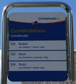 (290'820) - GrindelwaldBus-Haltestellenschild - Grindelwald, Gemeindehaus .