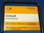 Gstaad/741455/137000---postauto-haltestellenschild---gstaad-unter (137'000) - PostAuto-Haltestellenschild - Gstaad, Unter Gstaad - am 25. November 2011