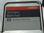 (135'159) - RBS-Haltestellenschild - Gmligen, Bahnhof - am 14.