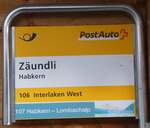 (270'758) - PostAuto/bus alpin-Haltestellenschild - Habkern, Zundli - am 7.