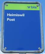 (166'037) - bls-Haltestellenschild - Heimiswil, Post - am 4. Oktober 2015