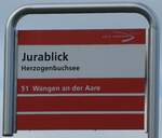 Herzogenbuchsee/802608/245214---aare-seeland-mobil-haltestellenschild-- (245'214) - aare seeland mobil-Haltestellenschild - Herzogenbuchsee, Jurablick - am 21. Januar 2023