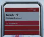 (245'215) - aare seeland mobil-Haltestellenschild - Herzogenbuchsee, Jurablick - am 21. Januar 2023