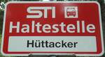 (128'762) - STI-Haltestellenschild - Homberg, Httacker - am 15.