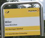 Innertkirchen/863335/266834---postauto-haltestellenschild---innertkirchen-wiler (266'834) - PostAuto-Haltestellenschild - Innertkirchen, Wiler - Am 8. September 2024