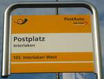 Interlaken/740215/134539---postauto-haltestellenschild---interlaken-postplatz (134'539) - PostAuto-Haltestellenschild - Interlaken, Postplatz - am 27. Juni 2011