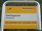Interlaken/742265/140188---postauto-haltestellenschild---interlaken-geissgasse (140'188) - PostAuto-Haltestellenschild - Interlaken, Geissgasse - am 30. Juni 2012
