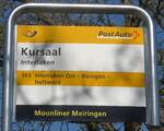 (216'078) - PostAuto-Haltestellenschild - Interlaken, Kursaal - am 15. April 2020