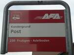 (138'457) - AFA-Haltestellenschild - Kandergrund, Post - am 6. April 2012