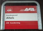 (138'458) - AFA-Haltestellenschild - Kandergrund, Altels - am 6.