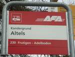 (138'459) - AFA-Haltestellenschild - Kandergrund, Altels - am 6. April 2012