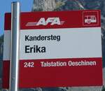 (239'084) - AFA-Haltestellenschild - Kandersteg, Erika - am 16.