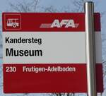 (281'939) - AFA-Haltestellenschild - Kandersteg, Museum - am 31. Oktober 2025