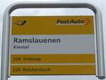(205'487) - PostAuto-Haltestellenschild - Kiental, Ramslauenen - am 26. Mai 2019