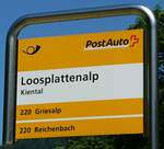 (237'610) - PostAuto-Haltestellenschild - Kiental, Loosplattenalp - am 26. Juni 2022
