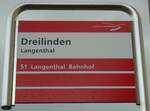 (144'096) - aare seeland mobil-Haltestellenschild - Langenthal, Dreilinden - am 12.