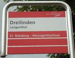 (144'176) - aare seeland mobil-Haltestellenschild - Langenthal, Dreilinden - am 12. Mai 2013