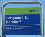 (225'869) - bls-Haltestellenschild - Langnau i.E., Bahnhof - am 13.