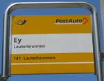 (194'421) - PostAuto-Haltestellenschild - Lauterbrunnen, Ey - am 25.