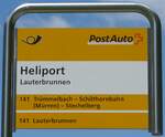 Lauterbrunnen/748032/194427---postauto-haltestellenschild---lauterbrunnen-heliport (194'427) - PostAuto-Haltestellenschild - Lauterbrunnen, Heliport - am 25. Juni 2018