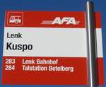 (201'680) - AFA-Haltestellenschild - Lenk, Kuspo - am 17.