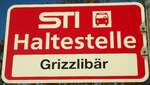 (136'797) - STI-Haltestellenschild - Lngenbhl, Grizzlibr - am 22.