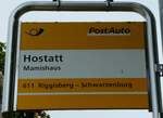 (254'168) - PostAuto-Haltestellenschild - Mamishaus, Hostatt - am 25.