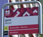 Moutier/858586/265278---mobiju-haltestellenschild---moutier-gare (265'278) - MOBIJU-Haltestellenschild - Moutier, gare - am 30. Juli 2024