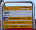 Moutier/858590/265282---postauto-haltestellenschild---moutier-gare (265'282) - PostAuto-Haltestellenschild - Moutier, gare - am 30. Juli 2024