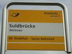 (138'431) - PostAuto-Haltestellenschild - Mlenen, Suldbrcke - am 6. April 2012