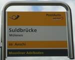 (138'432) - PostAuto-Haltestellenschild - Mlenen, Suldbrcke - am 6. April 2012