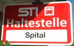 (136'792) - STI-Haltestellenschild - Oberdiessbach, Spital - am 21. November 2011