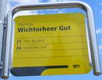 (151'778) - STI-Haltestellenschild - Oberhofen, Wichterheer Gut - am 22. Juni 2014