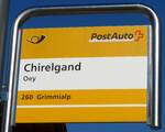 (166'506) - PostAuto-Haltestellenschild - Oey, Chirelgand - am 1.