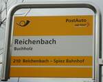 (138'437) - PostAuto-Haltestellenschild - Reichenbach, Buchholz - am 6.