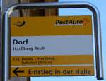 (286'012) - PostAuto-Haltestellenschild - Hasliberg Reuti, Dorf - am 7. April 2026