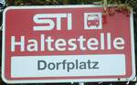 (134'639) - STI-Haltestellenschild - Reutigen, Dorfplatz - am 2.
