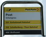 (251'371) - PostAuto-Haltestellenschild - Schangnau, Post - am 11. Juni 2023