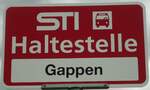(128'763) - STI-Haltestellenschild - Schwendibach, Gappen - am 15. August 2010