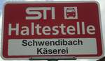 (128'764) - STI-Haltestellenschild - Schwendibach, Schwendibach Kserei - am 15.
