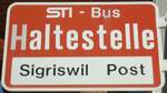 Sigriswil/741000/136678---sti-haltestellenschild---sigriswil-sigriswil (136'678) - STI-Haltestellenschild - Sigriswil, Sigriswil Post - am 31. Oktober 2011