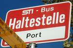 (136'692) - STI-Haltestellenschild - Sigriswil, Port - am 31.
