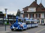 Spiez/857862/265070---sts-fun-train-spiez (265'070) - STS Fun Train, Spiez - BE 370'014 - am 27. Juli 2024 beim Bahnhof Spiez