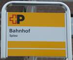 (283'220) - +P-Haltestellenschild - Spiez, Bahnhof - am 16. Dezember 2025