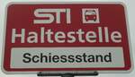 (136'617) - STI-Haltestellenschild - Steffisburg, Schiessstand - am 17. Oktober 2011