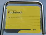 (153'723) - STI-Haltestellenschild - Steffisburg, Fuchsloch - am 10. August 2014