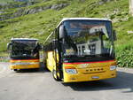 PostAuto Bern/820324/252585---postauto-bern---be (252'585) - PostAuto Bern - BE 401'465/PID 4715 - Setra (ex AVG Meiringen Nr. 65) + Nr. 70/BE 653'387/PID 5625 - Setra am 9. Juli 2023 in Susten, Steingletscher